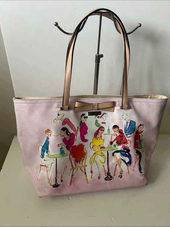 kate spade Handbags - kate spade Ooh La La Pink Leather Illustrated Tote Bag Boho Rare Only $100!!!